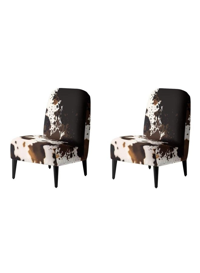 Yatixapu Accent Chair Slipcover Set of 2 Stretch Armless Cow Print Accent Chair Cover Washable Slipper Chair Slipcover Without Arms Covers Furniture Protector for Living Dining Room Hotel - Image 2
